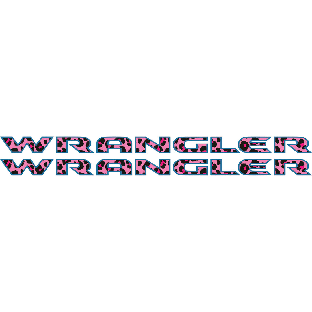 Pink Cheetah Wrangler Hood Lettering
