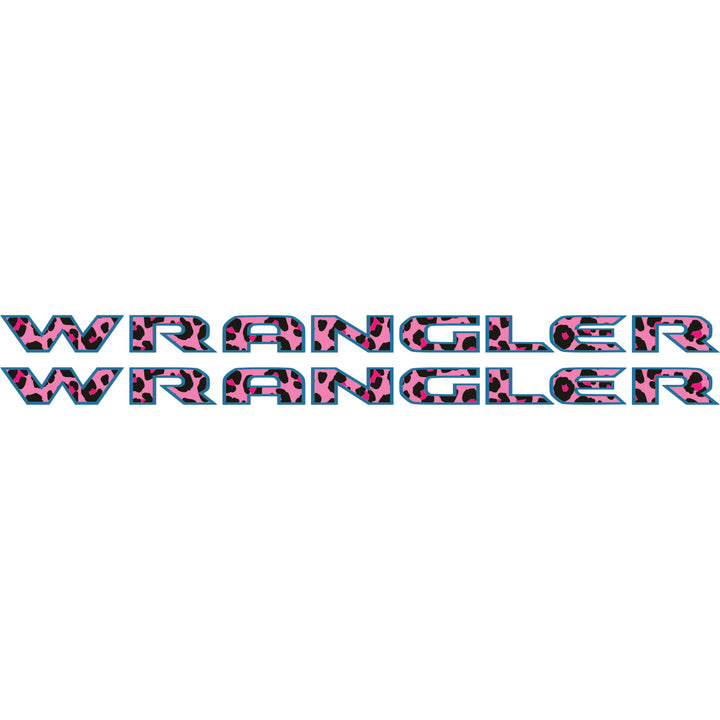 Pink Cheetah Wrangler Hood Lettering