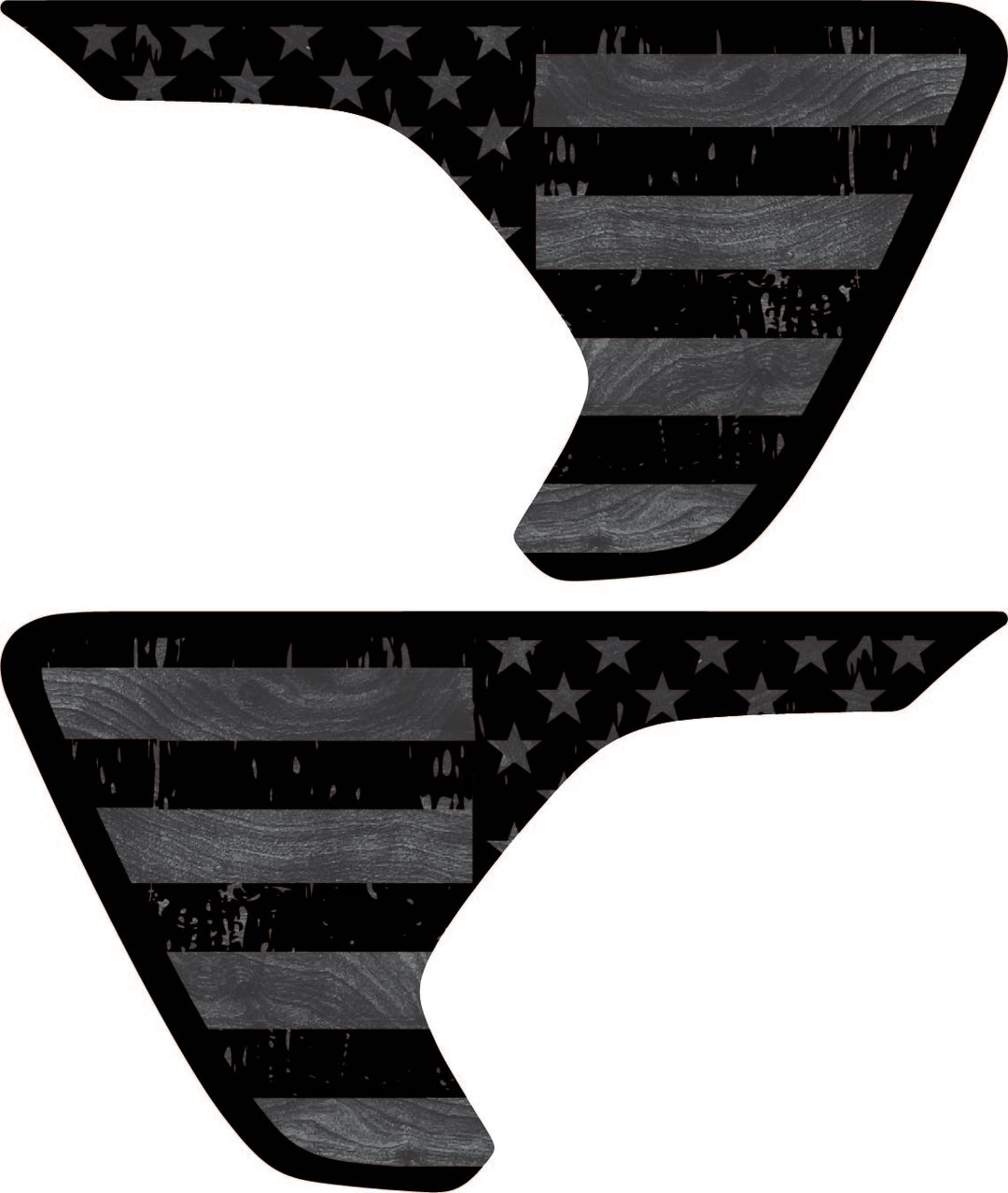 Subdued American Flag with Wood Background Fender Inserts (Set Of 2)