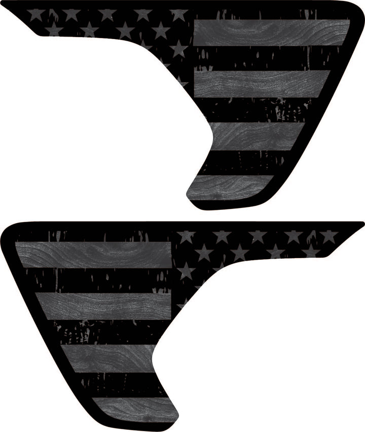 Subdued American Flag with Wood Background Fender Inserts (Set Of 2)