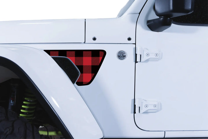 Red and Black Plaid Fender Inserts (Set Of 2)