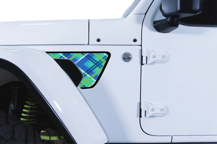 Green and Blue Plaid Fender Inserts (Set Of 2)