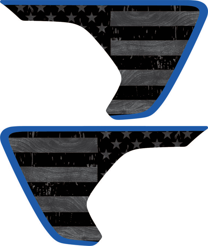 Subdued American Flag with Wood Background Fender Inserts (Set Of 2)
