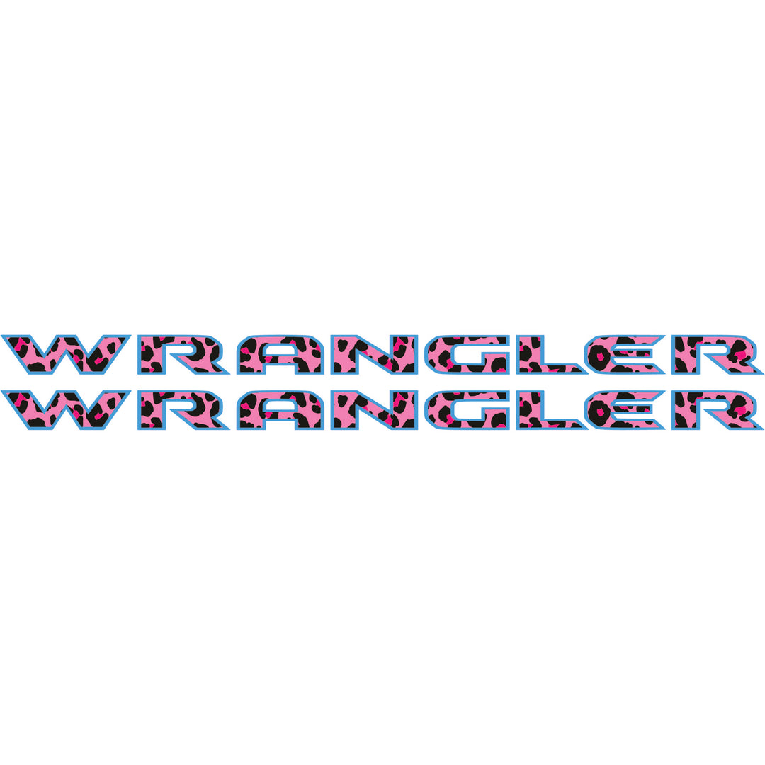Pink Cheetah Wrangler Hood Lettering
