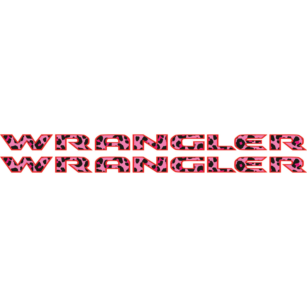 Pink Cheetah Wrangler Hood Lettering