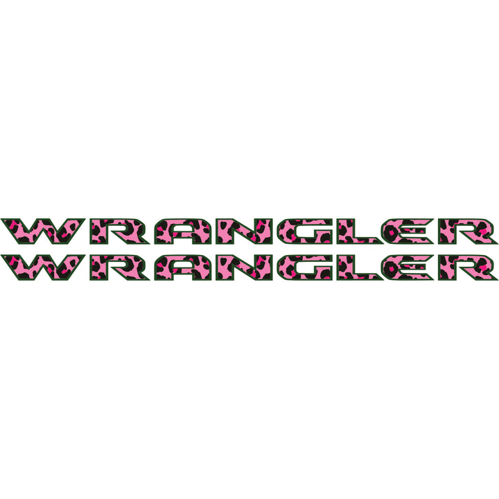 Pink Cheetah Wrangler Hood Lettering