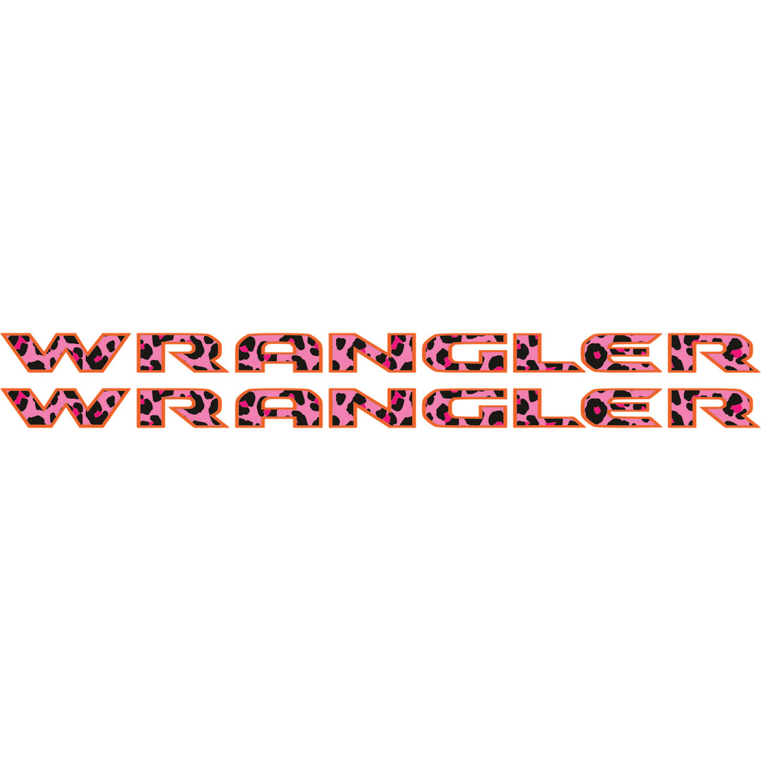 Pink Cheetah Wrangler Hood Lettering