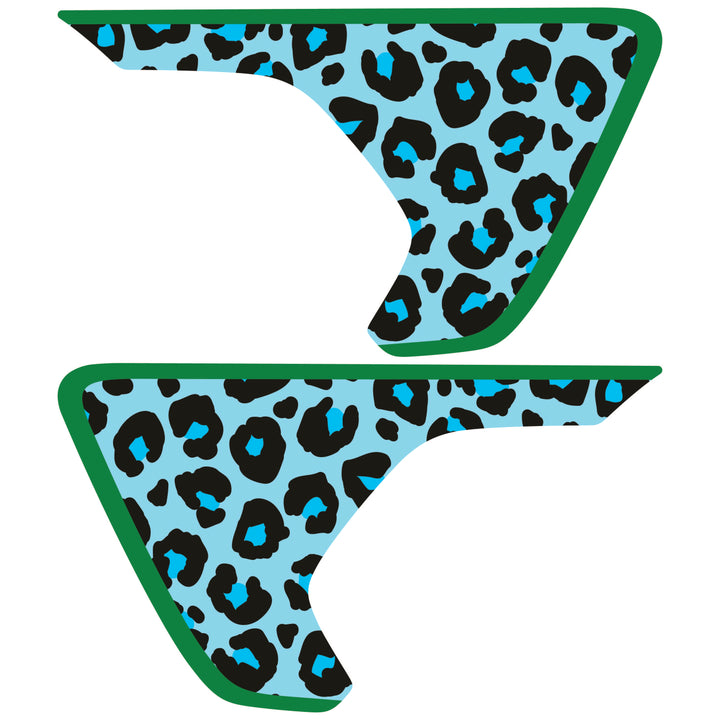 Teal Cheetah Print Fender inserts (Set of 2)