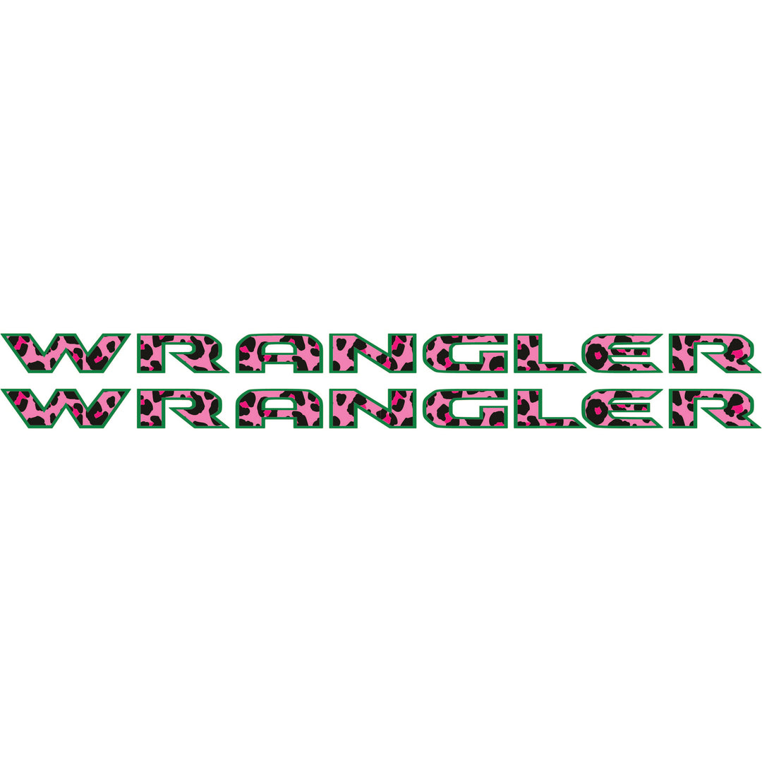Pink Cheetah Wrangler Hood Lettering
