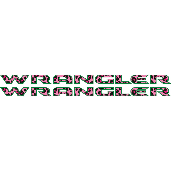 Pink Cheetah Wrangler Hood Lettering