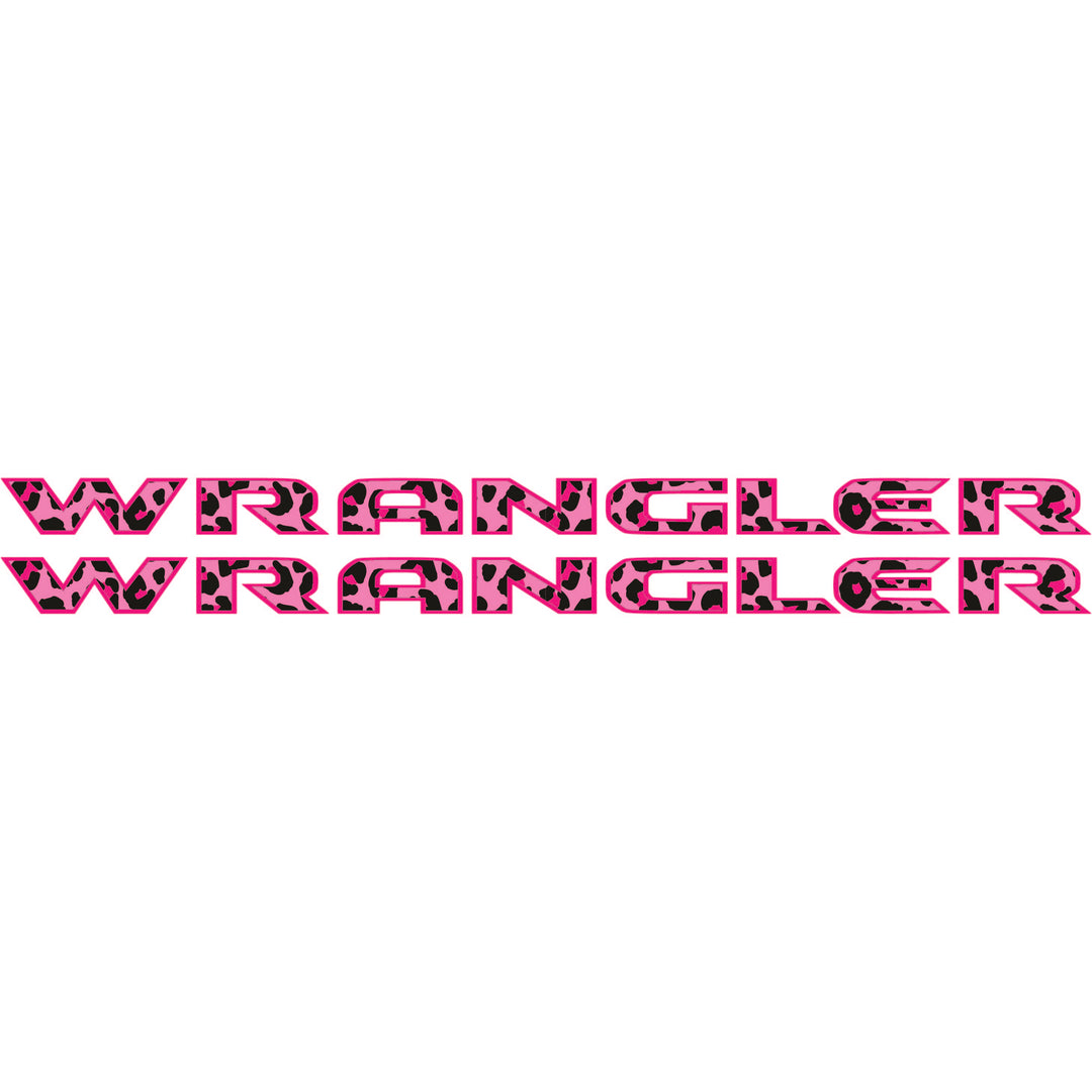 Pink Cheetah Wrangler Hood Lettering
