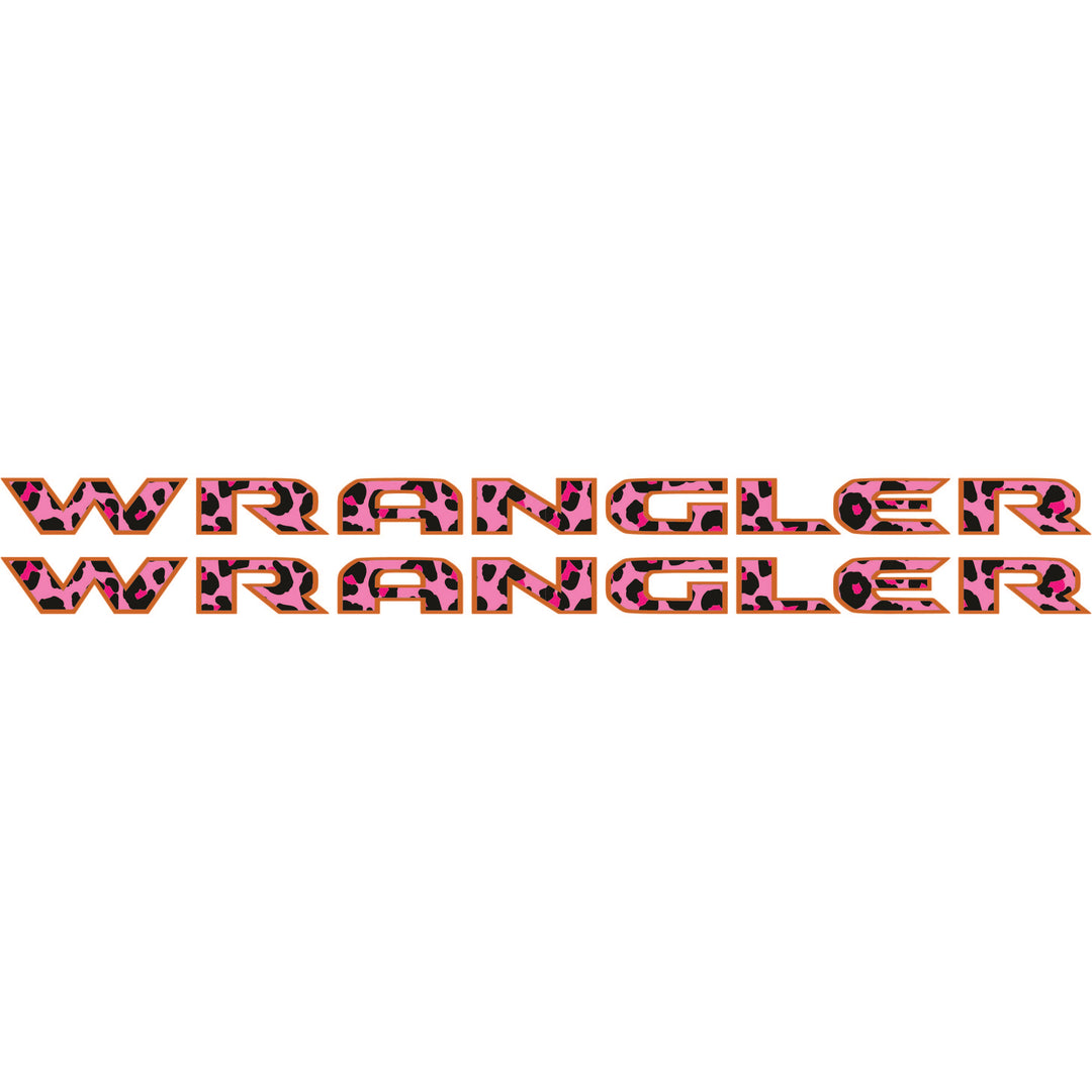 Pink Cheetah Wrangler Hood Lettering