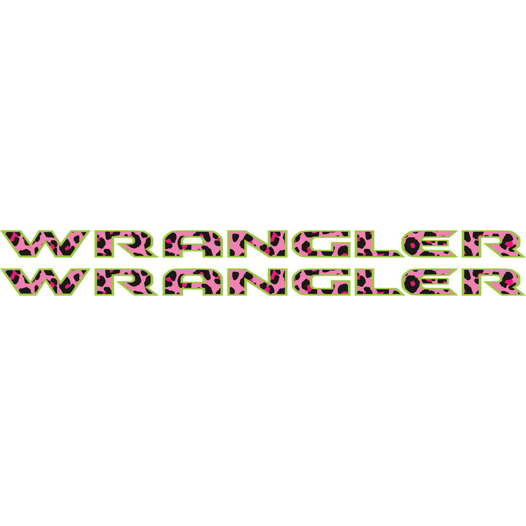 Pink Cheetah Wrangler Hood Lettering