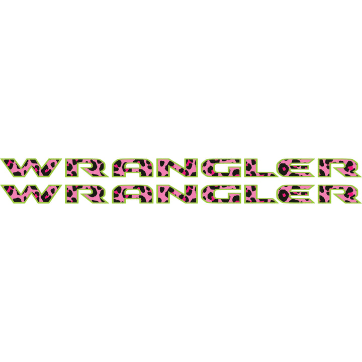 Pink Cheetah Wrangler Hood Lettering