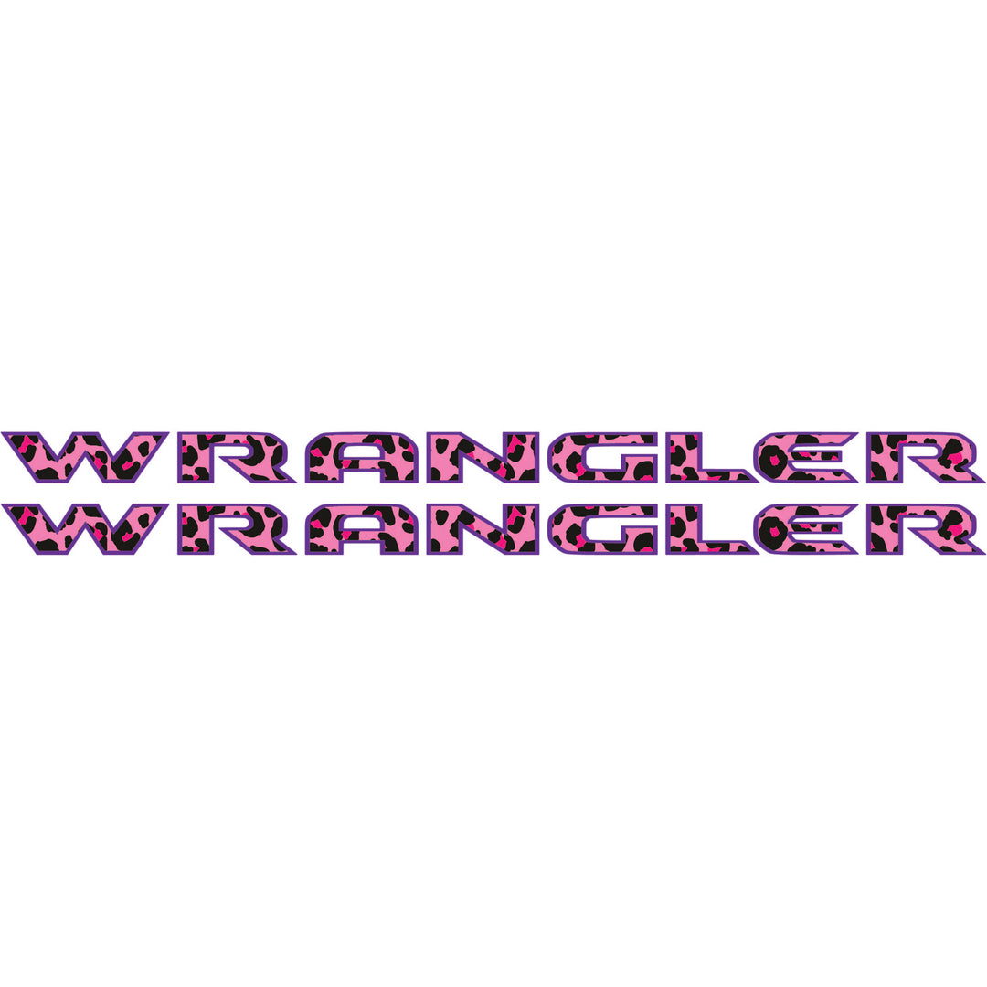 Pink Cheetah Wrangler Hood Lettering