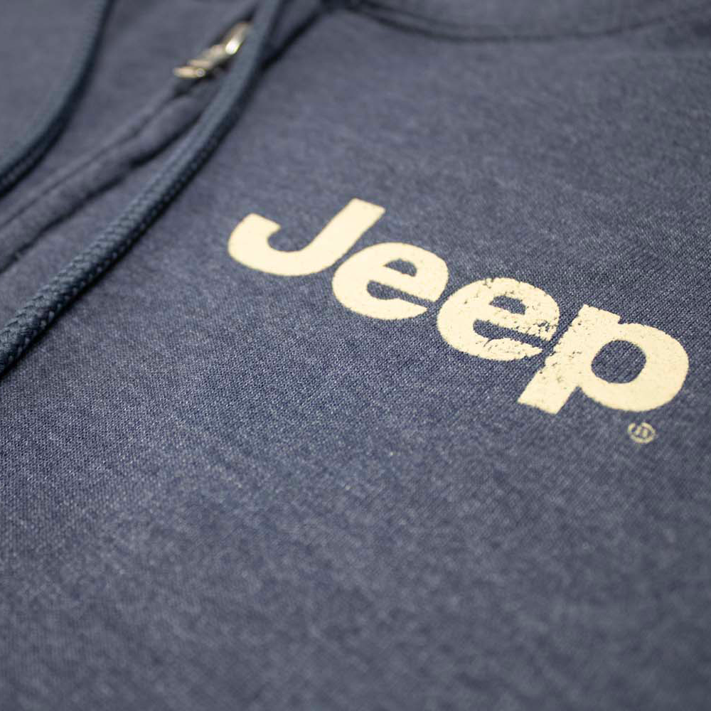 Mens Jeep® Freedom To Roam Zip Hoodie Sweatshirt - Heather Navy Blue