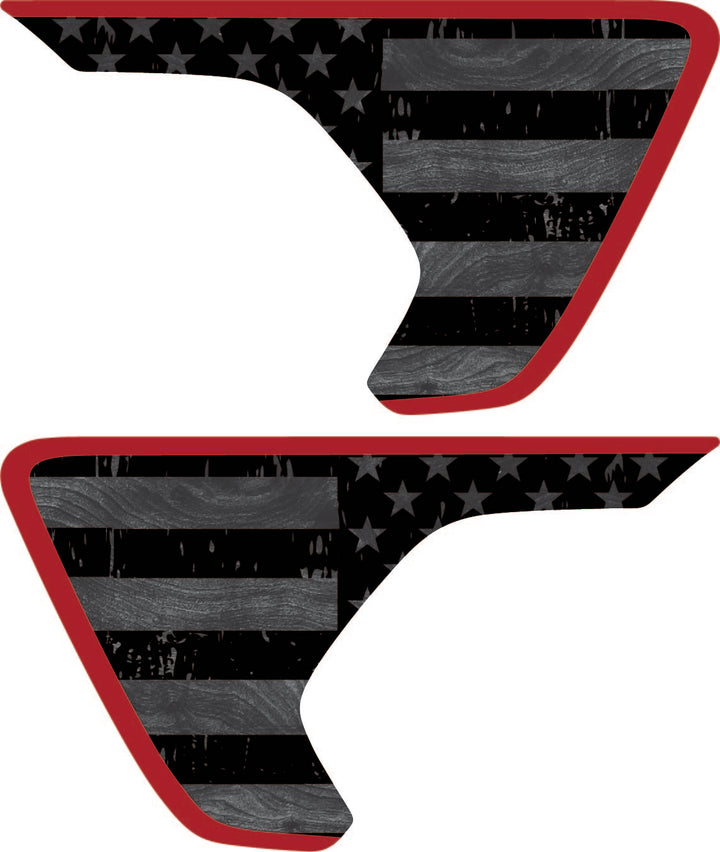 Subdued American Flag with Wood Background Fender Inserts (Set Of 2)