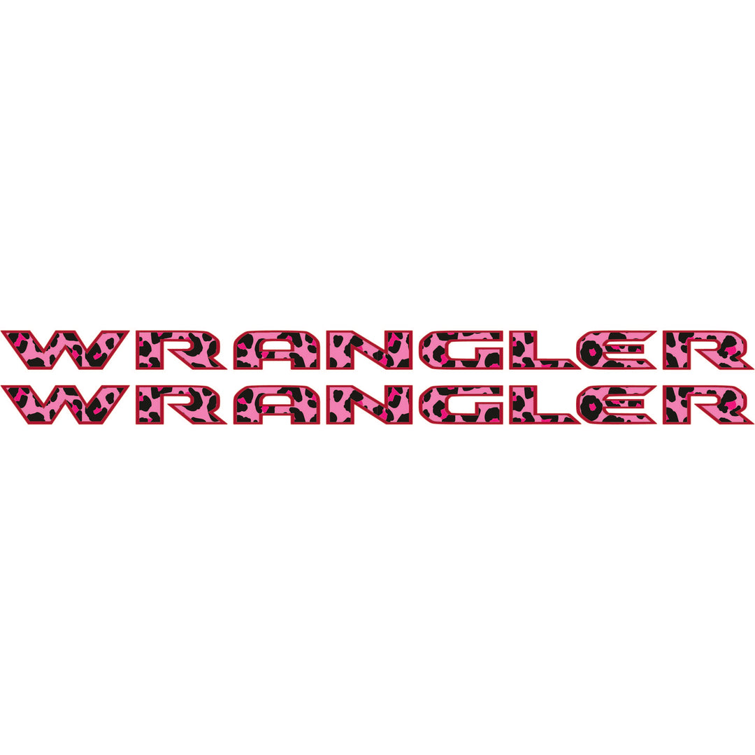 Pink Cheetah Wrangler Hood Lettering