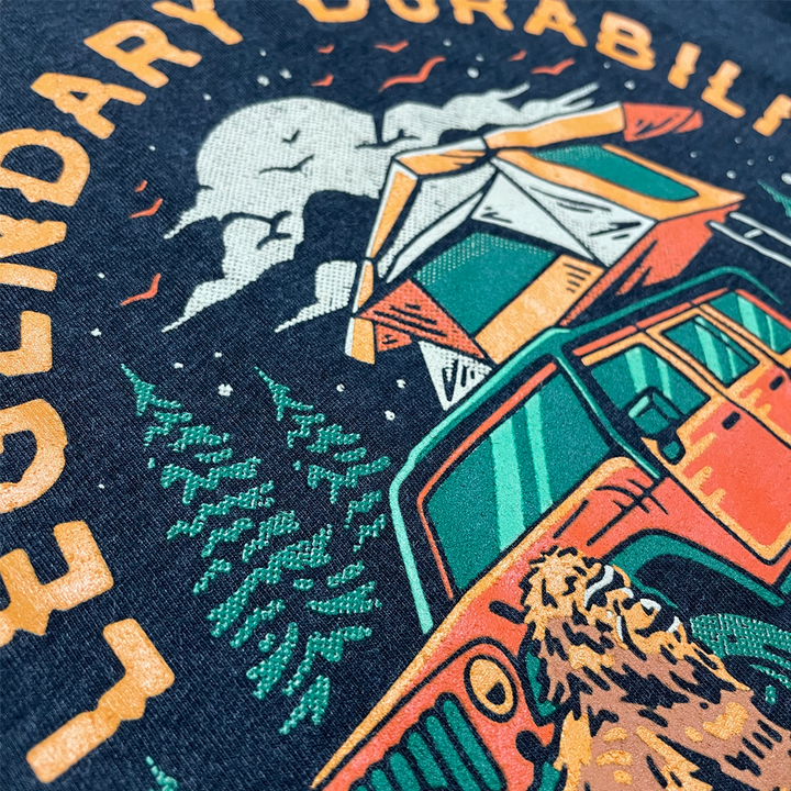 Mens Long Sleeve Hooded Jeep® Sasquatch T-Shirt-Black Heather