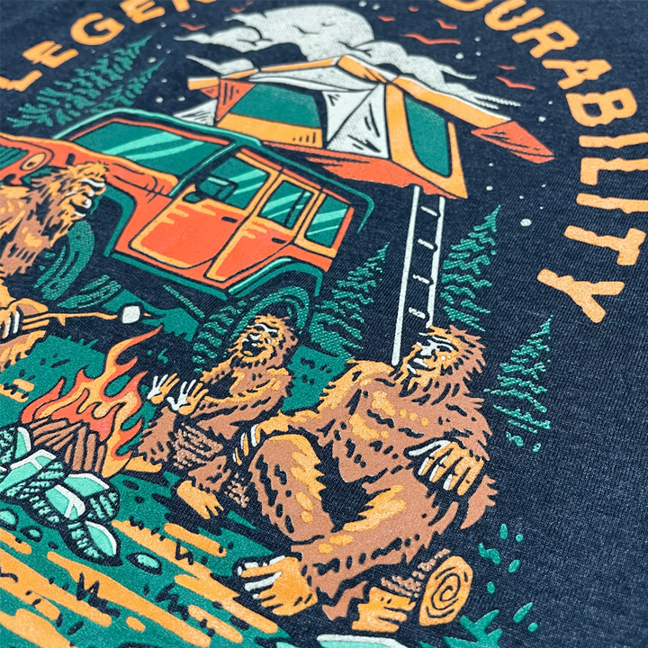 Mens Long Sleeve Hooded Jeep® Sasquatch T-Shirt-Black Heather
