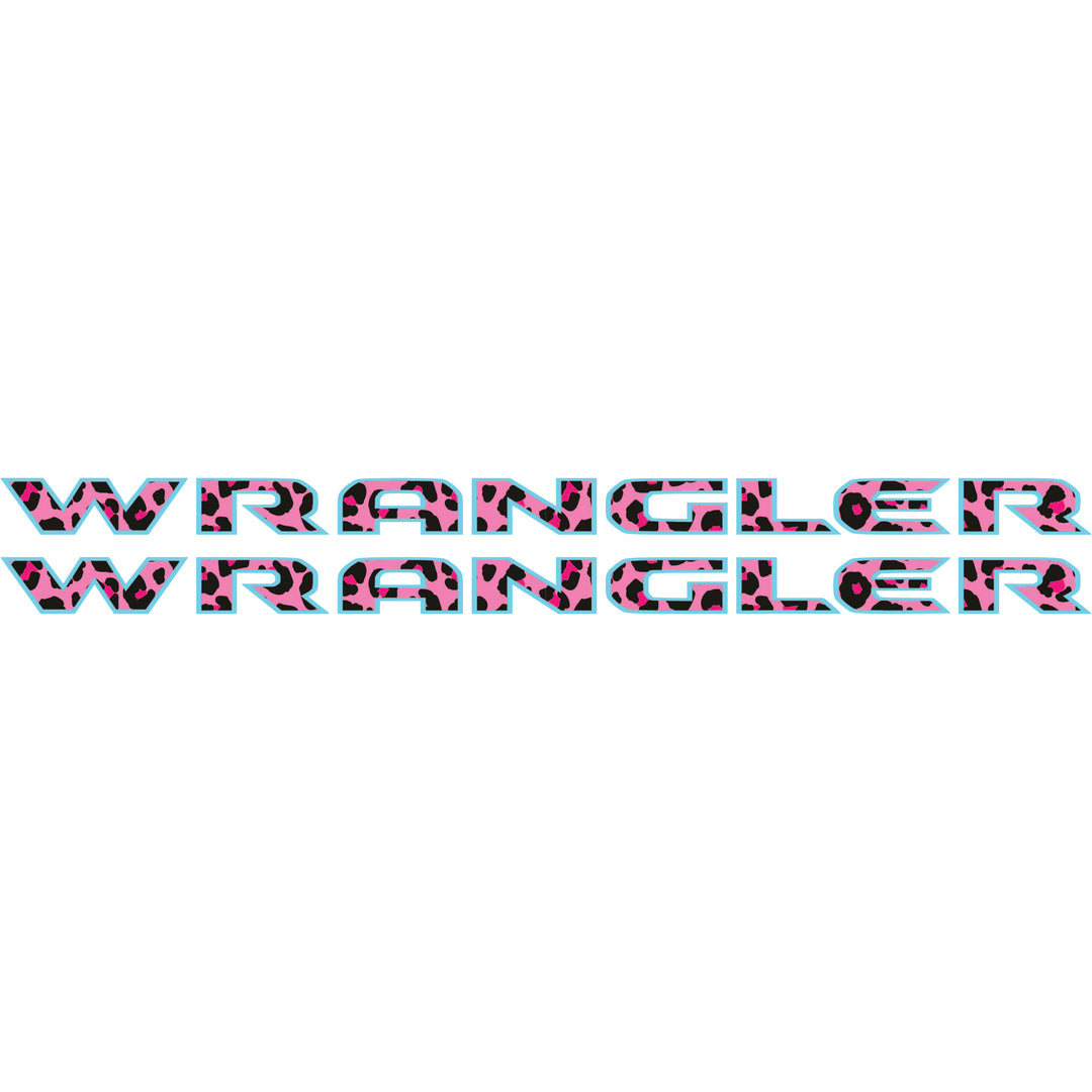 Pink Cheetah Wrangler Hood Lettering