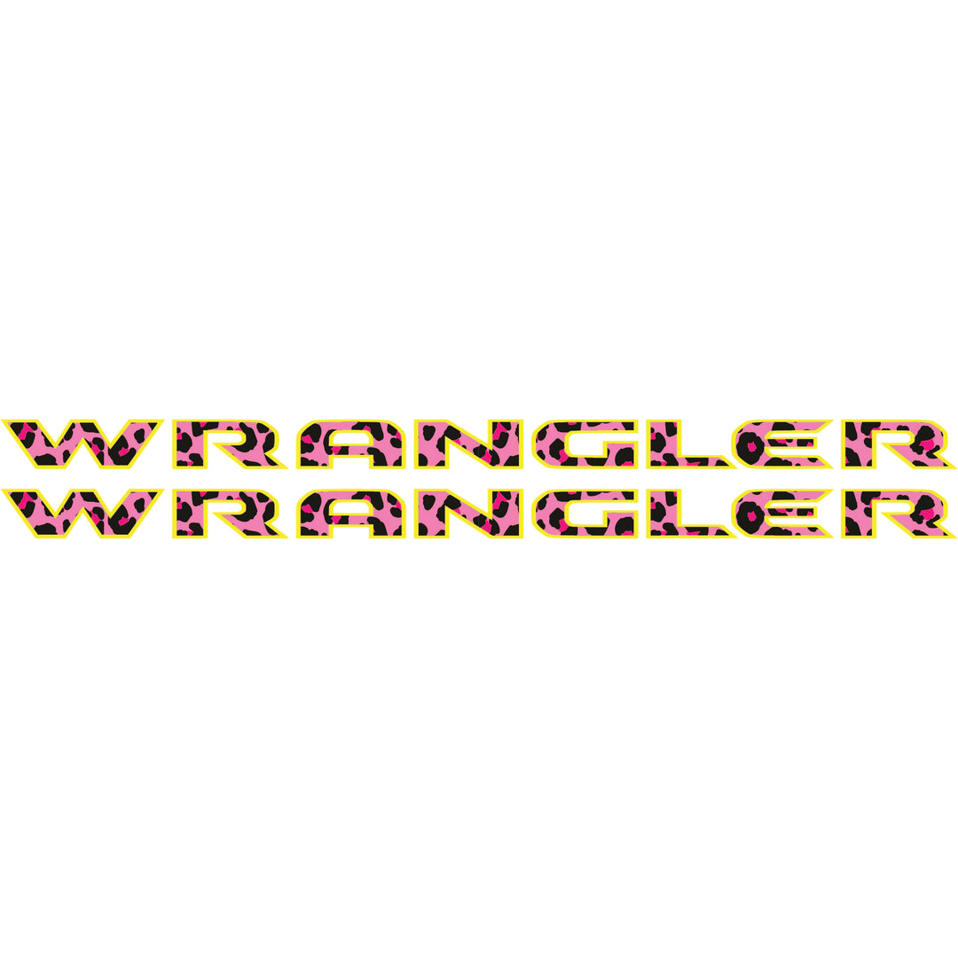 Pink Cheetah Wrangler Hood Lettering