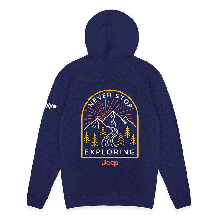 Mens Jeep® Never Stop Exploring Zip French Terry Hooded Sweatshirt - Denim