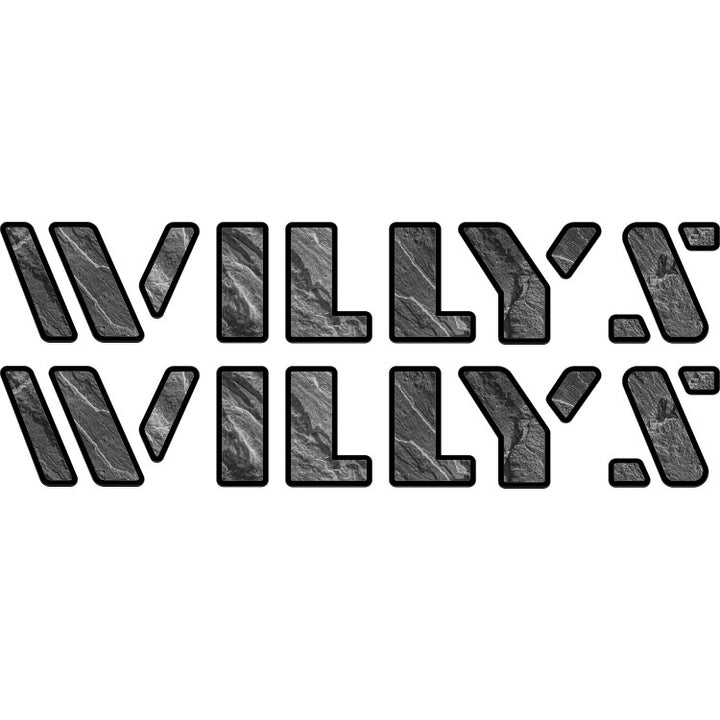 Willie Lettering Block Willys Hood Lettering Textured - Stone – Jeep Graphic Studio