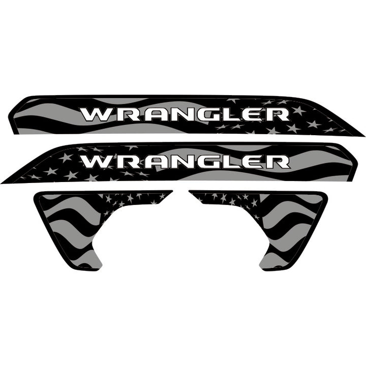 Wrangler Hood Lettering and Fender Insert Package - Subdued American Flag