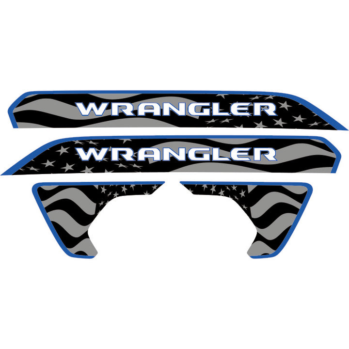 Wrangler Hood Lettering and Fender Insert Package - Subdued American Flag