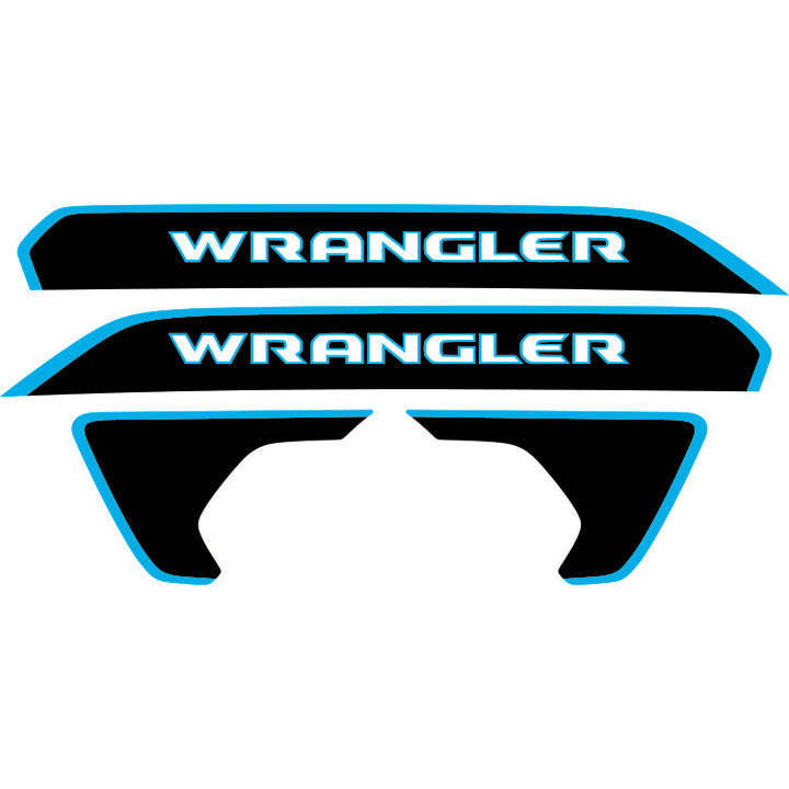 Wrangler Hood Lettering and Fender Insert Package - Color Outline