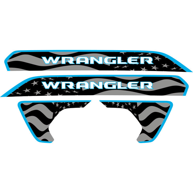 Wrangler Hood Lettering and Fender Insert Package - Subdued American Flag