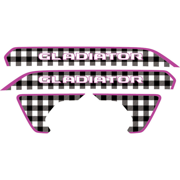 Gladiator Hood Lettering and Fender Insert Package - Black and White Plaid