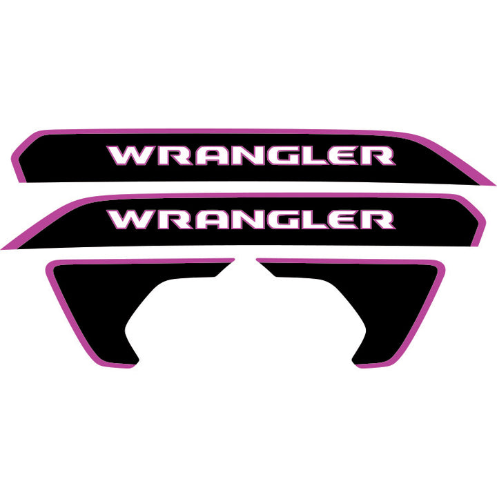 Wrangler Hood Lettering and Fender Insert Package - Color Outline