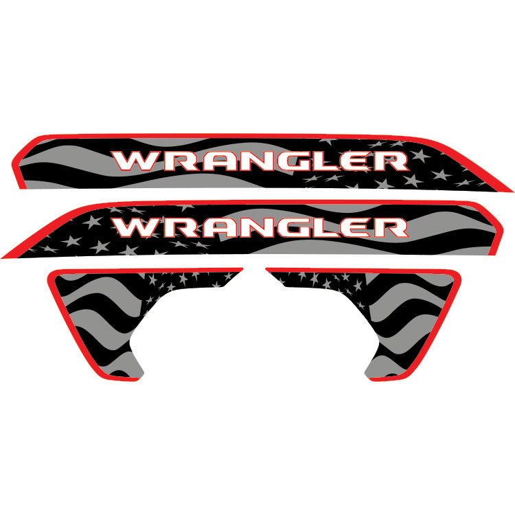 Wrangler Hood Lettering and Fender Insert Package - Subdued American Flag