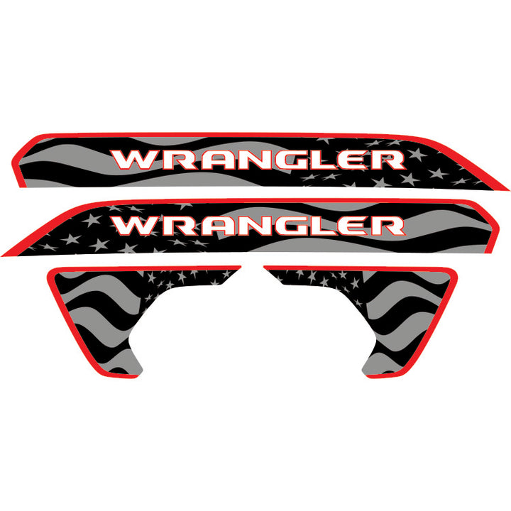 Wrangler Hood Lettering and Fender Insert Package - Subdued American Flag