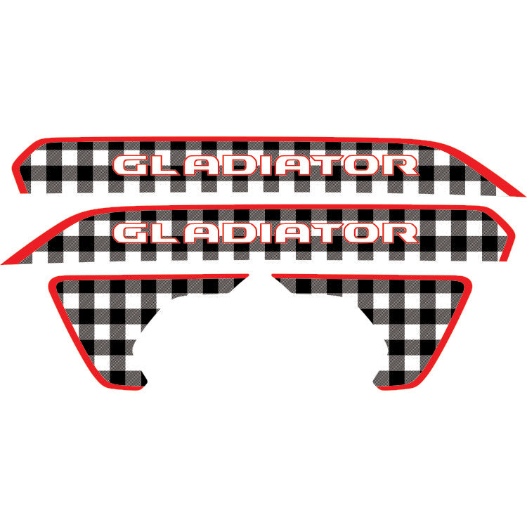 Gladiator Hood Lettering and Fender Insert Package - Black and White Plaid