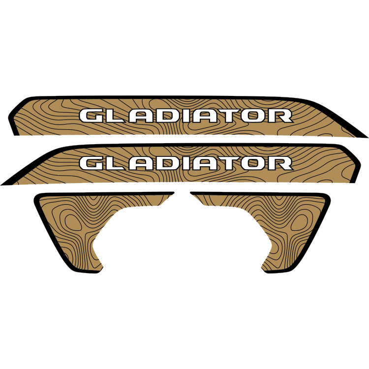 Gladiator Hood Lettering and Fender Insert Package - Topography with Black Outline