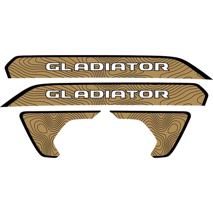 Gladiator Hood Lettering and Fender Insert Package - Topography with Black Outline