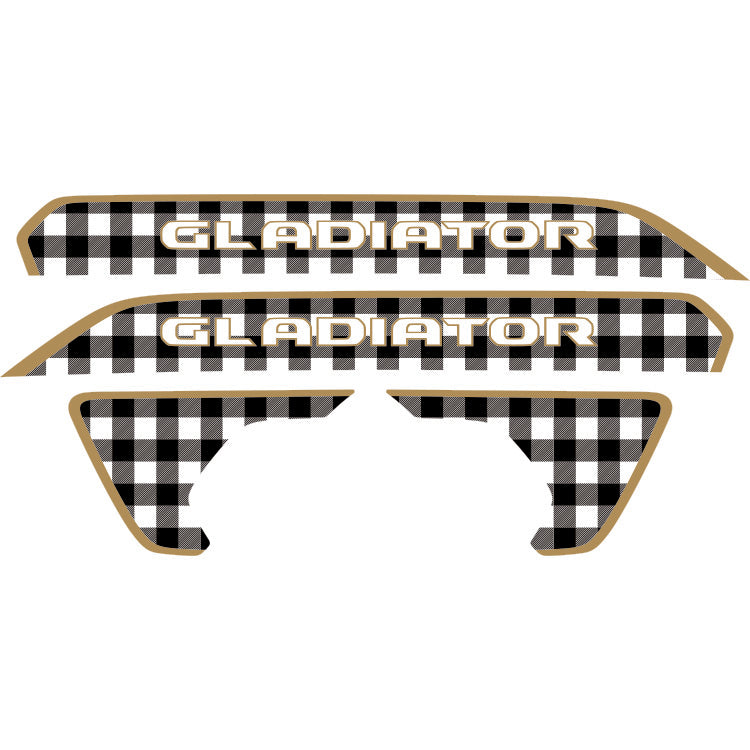 Gladiator Hood Lettering and Fender Insert Package - Black and White Plaid
