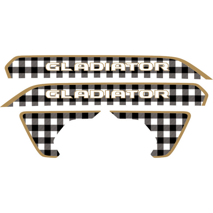 Gladiator Hood Lettering and Fender Insert Package - Black and White Plaid