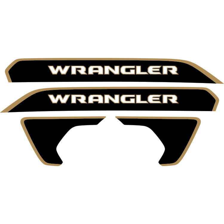 Wrangler Hood Lettering and Fender Insert Package - Color Outline