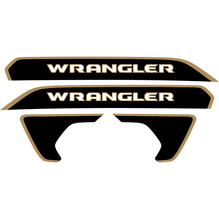 Wrangler Hood Lettering and Fender Insert Package - Color Outline