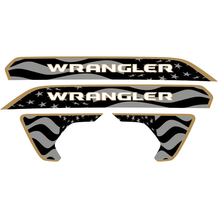Wrangler Hood Lettering and Fender Insert Package - Subdued American Flag