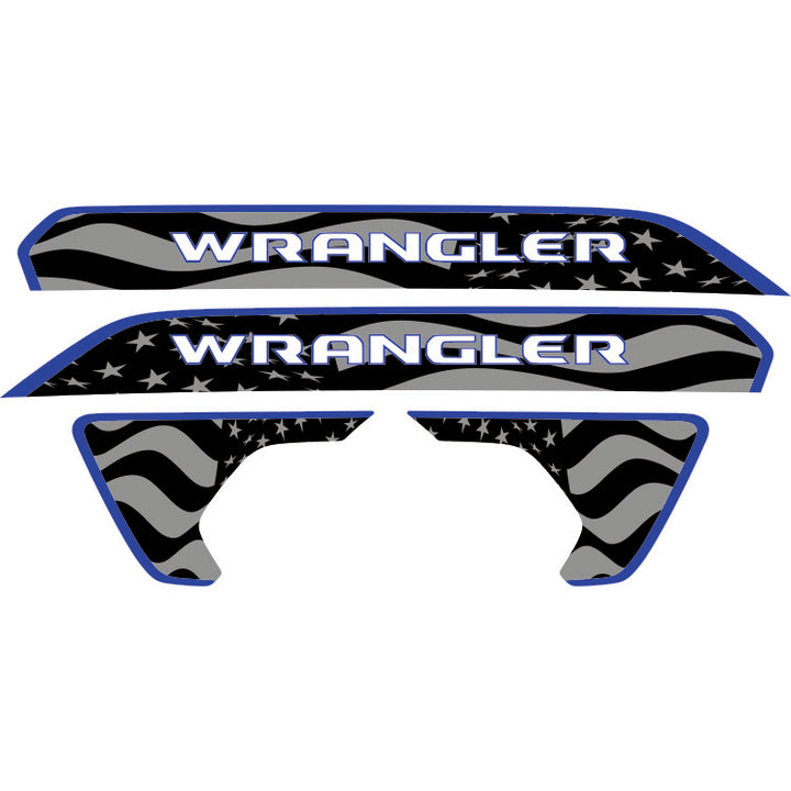 Wrangler Hood Lettering and Fender Insert Package - Subdued American Flag