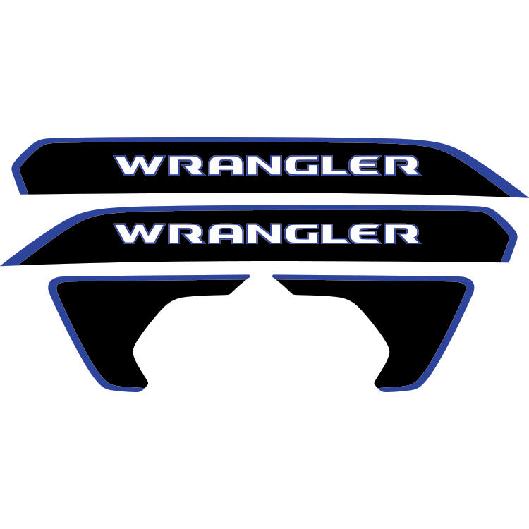 Wrangler Hood Lettering and Fender Insert Package - Color Outline