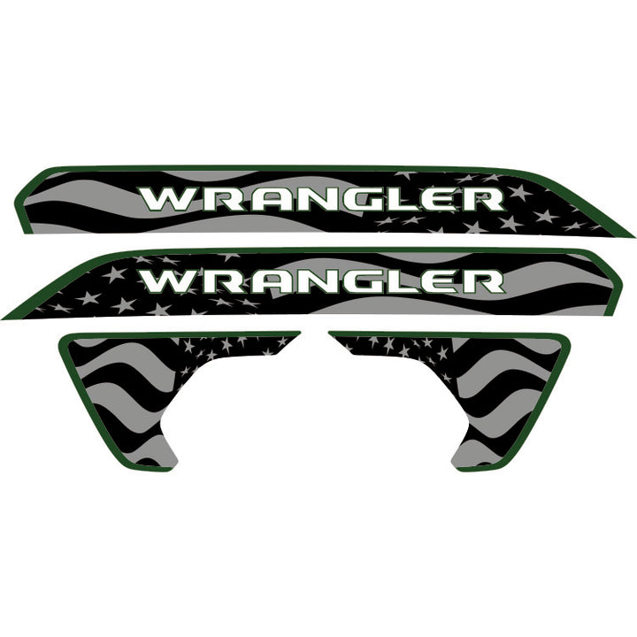 Wrangler Hood Lettering and Fender Insert Package - Subdued American Flag