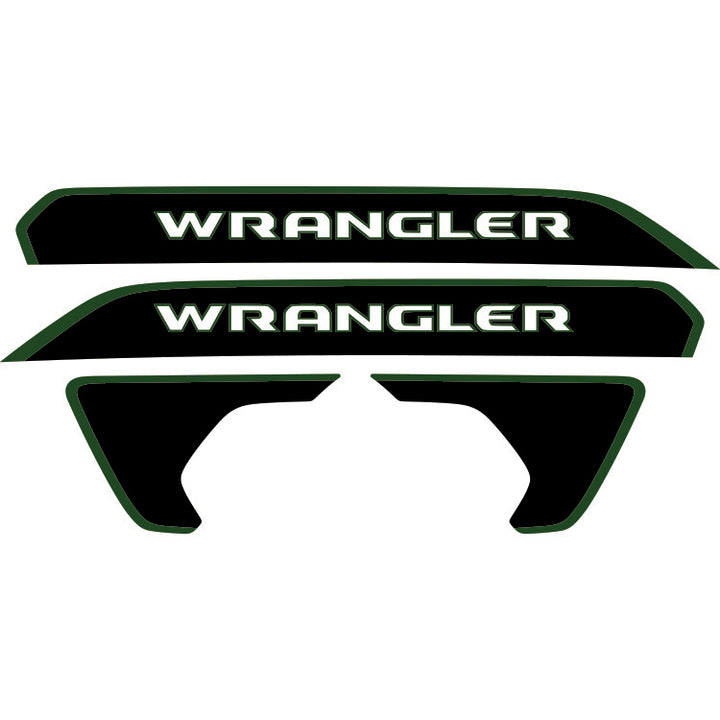 Wrangler Hood Lettering and Fender Insert Package - Color Outline
