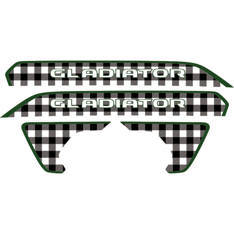 Gladiator Hood Lettering and Fender Insert Package - Black and White Plaid