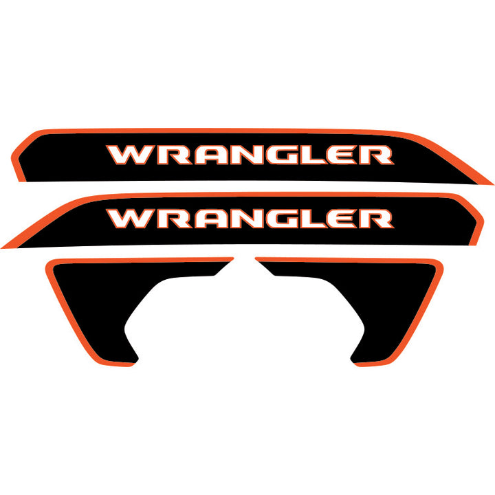 Wrangler Hood Lettering and Fender Insert Package - Color Outline